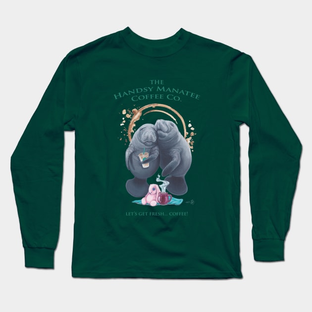 The Handsy Manatee Coffee Co. Long Sleeve T-Shirt by ardenellennixon